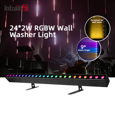 Barra de luces LED 24*2W para escenario DMX512 RGBW, barras de luz LED lineales para discoteca, escenario, club, boda, luz de lavado de pared LED activada por voz