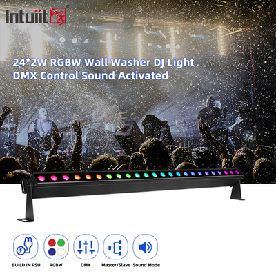 Control de sonido 24pcs*2w DMX512 RGBW 4in1 Pixel Bar Lineal Led Pared Lavadora de la luz Iluminación profesional