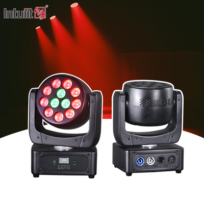 Luces de cabeza móviles 12*8W LED Luces de escenario RGBW DJ Iluminación DMX 512 Activación de sonido para eventos Fiestas Boda Iglesia Show de banda en vivo