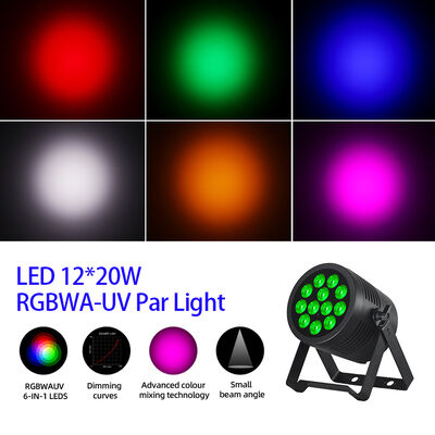 Luces de par 12X20W 6In1 RGBWA UV Inmuevo para exteriores DMX Par Luz Luces de escenario