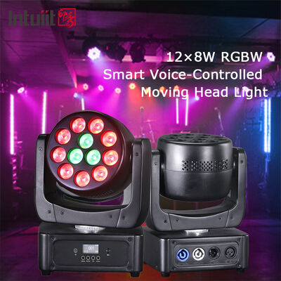 12X8W RGBW 4IN1 LED Moving Head Wash Luz de escenario para eventos Iluminación de fiesta Sonido activado