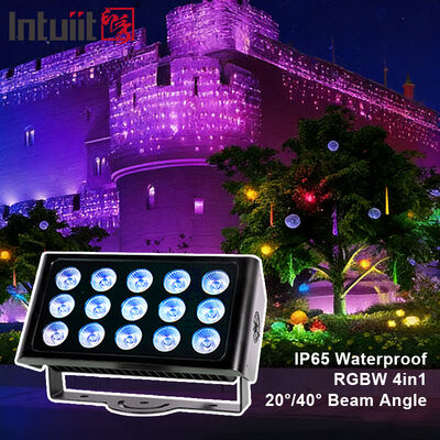 Luz de inundación LED profesional IP65 a prueba de agua 15x5W RGBW 4 en 1 Luz de paisaje exterior de aluminio Arquitectónica de lavado de luz
